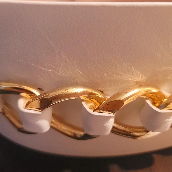 Balmain White with Embellished Gold Chain Waist Belt size 34 - Picture 3 of 4